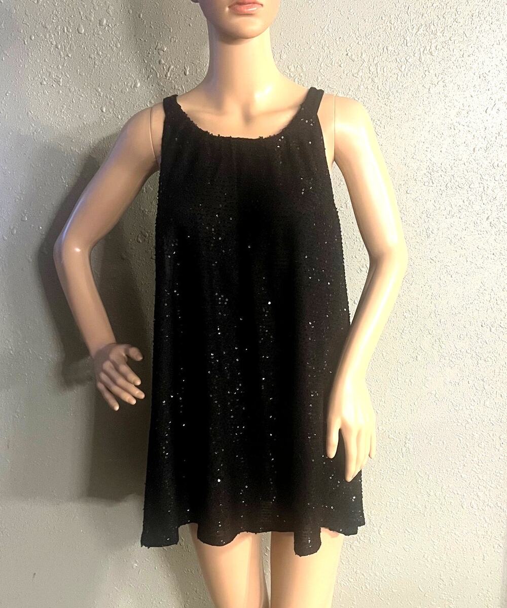 Sheath Top Women’s Keyhole 18/20 Lane Bryant Black W/Sequins Y2K Flowy Oversized